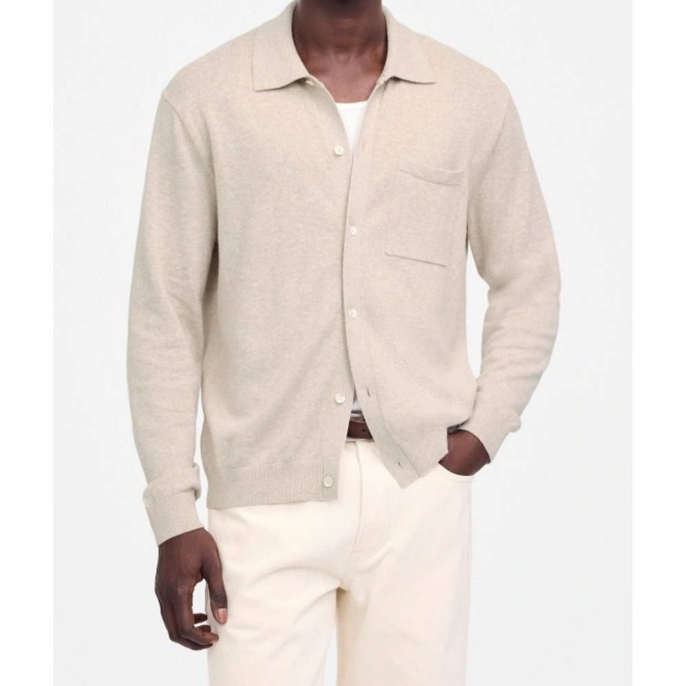 Madewell Mens Oatmeal Cotton Linen Knit Button Front Cardigan Sweater XS NWT